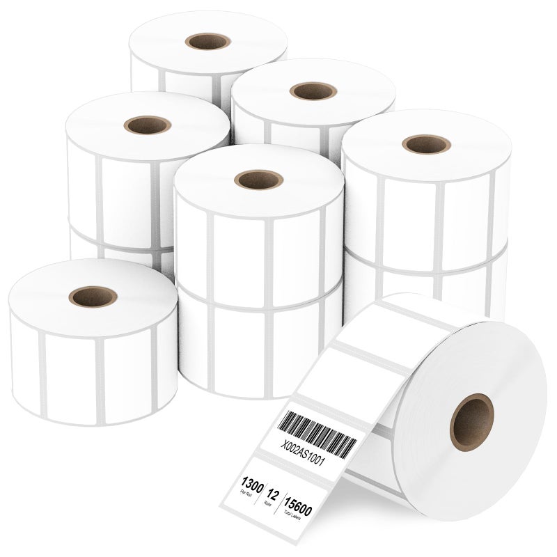 Anylabel 2" x 1" Direct Thermal Label, Paper for Barcodes Postage Address Perforated & Compatible with Rollo, Zebra, Munbyn, Nelko Printers(12 Rolls, 1300 Labels/Roll) - Image 1